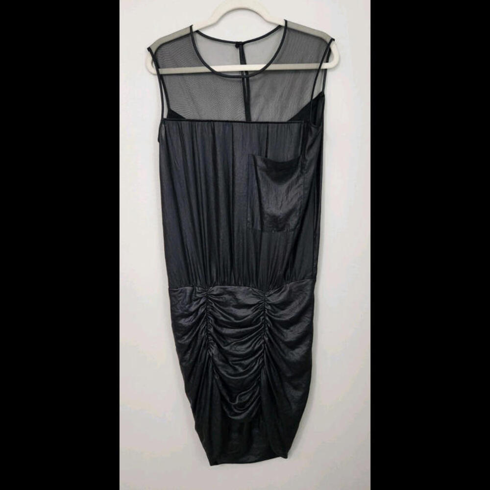 BCBGeneration Dress Size 6 Black Evening Body Con Knee Length Faux Leather